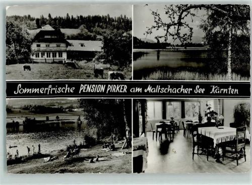 Feldkirchen Pension Pirker Maltschacher See Kuh Badegäste Liegewiese Gastraum Öllampe