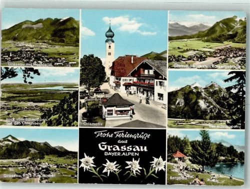 Grassau Blick vom Schnappen auf dem Chiemsee Bergbad Edelweiß