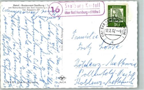 Saalburg Landpoststempel über Bad Homburg v. d, Höhe