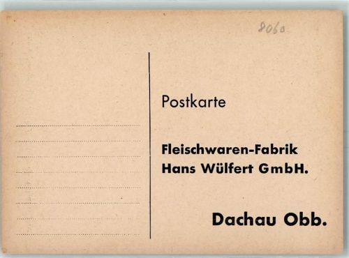 Dachau Fleischwaren Fabrik Hans Wülfert GmbH Bestellkarte