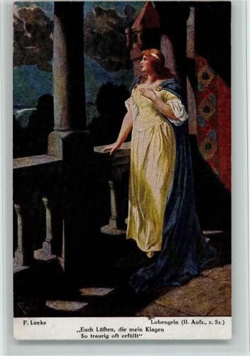 Hanfstaengl Nr. 16 - Lohengrin II Aufz. 2 Satz - Gemälde von Leeke , gute Erhaltung