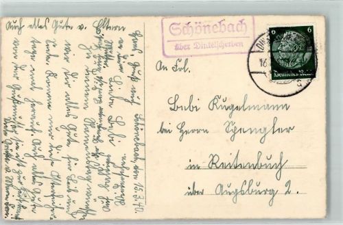 Schönebach Landpoststempel über Dinkelscherben