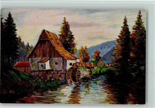 Nr. 1445 von E. Jahn - Wassermühle in Thüringen AK