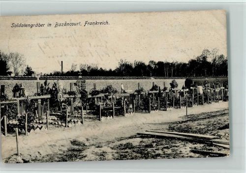 Bazancourt 1915 Soldatengräber in Bazancourt AK