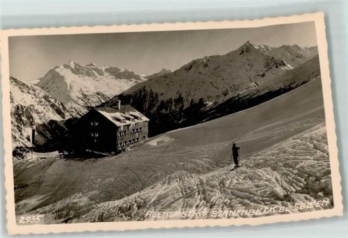 Sölden Alpengasthof Sonnenblick Skifahrer No. 2935 Scan verzogen