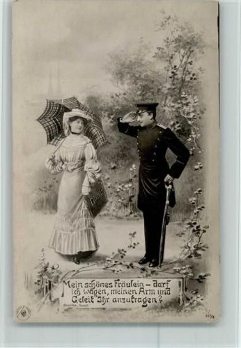 1905 NPG Serie 347-3? Soldat mit einer Schönheit mit Sonnenschirm - Liebe Poesie