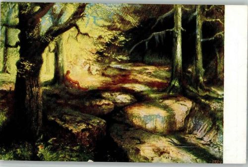 Waldweben- Hendrichs Nibelungenbilder in der Nibelungenhalle AK Gute Erhaltung - Verlag Hanfstaengel Nibelungensage