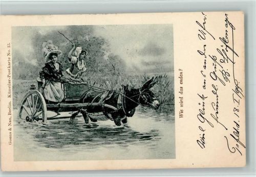1898 Verlag Goens & Nau Nr. 13 - Eselgespann mit Frauen
