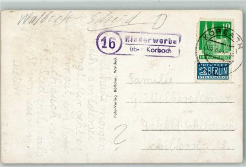 34513 W3544 Nieder-Werbe - Landpoststempel über Korbach Scheid Edersee