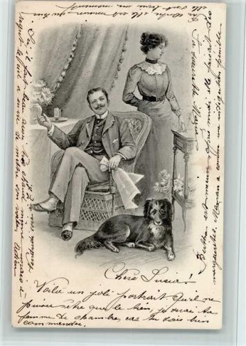 1903 Familienglück mit Hund AK