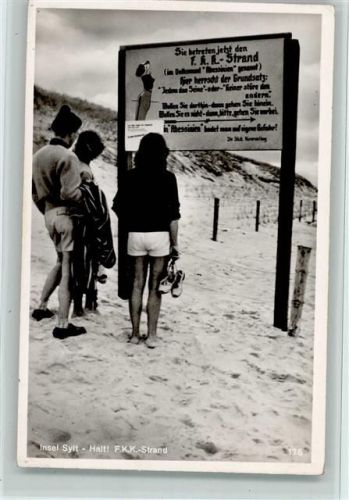 List Schild "Halt" FKK Strand