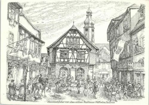Hofheim Gautschfeier vor dem alten Rathaus