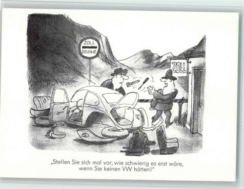 Aus der Serie "Spaß am VW" , Zoll - gute Erhaltung AK