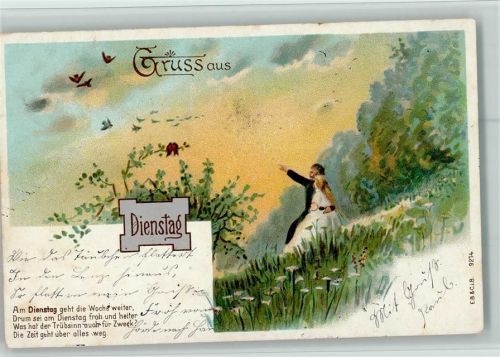 1900 Gruss aus - Montag und ein Reim - Verlag E.B. & C.i.B. 921 AK