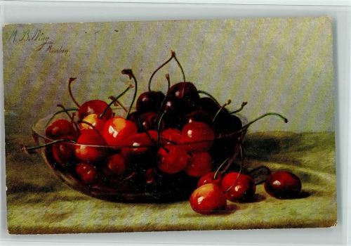 Serie 609 Stilleben - Kirschen, Früchte , gute Erhaltung AK Billing, M.