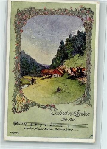 1928 Schubert Lieder - die Postkutsche - Jugendstil , gute Erhaltung
