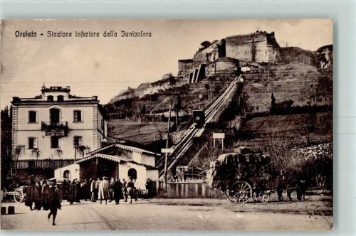 05018 Orvieto - Stazione inferiore della Junicolare Zahnradbahn Pferdefuhrwerk Uniform