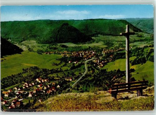 Bad Ditzenbach Nordalb Ruhebank mit Kreuz