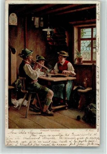 Hausmusik in der Bauernstube 1900 AK