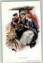 Nr. 189 sign. Harrison Fisher The Honeymoon - Eisenbahnabteil Schaffner Liebespaar AK Reinthal u. Newman Künstlerkarte