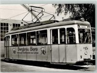 73760 W7302 Nellingen auf den Fildern 1979 Foto AK Triebwagen 79 von 1953 der Heidelberger Straßen- und Bergbahnen SMS-Museumswagen-Sammelkarte 1029 Bergbräu Biere Werbung