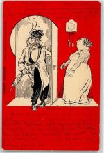 Trinker kommt nach Hause Ehe 1900 Lithographie / Künstlerkarte