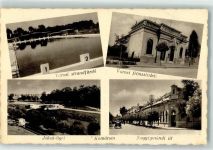 Komarom 1937 Gebrauchsspuren Schwimmbad Park Kino Foto-AK