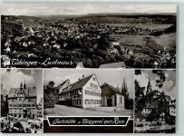 72070 W7400 Lustnau Foto AK Gasthaus und Metzgerei zur Rose Marktszene