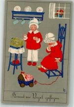 Kinder Vogelkäfig Puppenwagen Meissner u. Buch Serie 2300 Döring, L. / LD Künstlerkarte