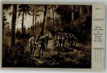 Nächtliche Rast im Schönenburger Forst b. Sulz Bild V. Reichseinigungskriege 1864-1870/71 Künstlerkarte