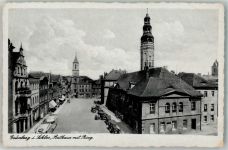 Grünberg Zielona Góra Foto AK Omnibus Auto Rathaus Ring