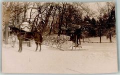 Winter Schneelandschaft Pferdeschlitten Privatfoto AK