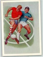 Zweikampf - Russische Kunstkarte Fußball 1981 Künstlerkarte