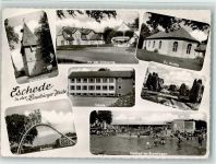 29348 W3106 Eschede - Glockenturm Quarmühle Evgl. Kirche Schule Heideweg Freibad Freibad mit Brunshagen Rutsche