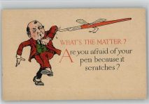 Whats the matter? Schreibfeder fliegt - Humor - Tintenfass
