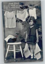 Große Wäsche - Serie 6916-4 - Foto AK Kinder Waschfrau