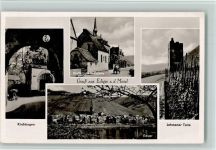 56814 W5591 Ediger - Kirchbogen Dreifaltigkeits-Kapelle Lehmener Turm Ortsansicht 4-Bildaufnahme