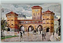 W8000 München Isartor sign. Richard Wagner Aquarell-Serie München No. 31 Wagner, R. Künstlerkarte