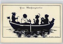 Eine Wasserpartie - Ruderboot - Stricken - sign Sachse-Schubert - Sachse-Schubert, M.