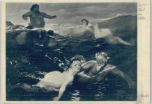 Im Spiel der Wellen - Neptun Wassernixen Böcklin, A. Künstlerkarte