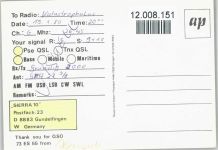 CB Station Sierra 10 Qsl-Karte