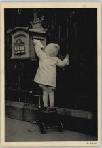 ca 1949 AK Kind mit Dreirad Briefkasten