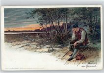 Serie V "Aus dem Leben" Wanderbursche - Litho 1900 AK Döcker, E. Künstlerkarte