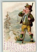 Bergwandern - Echo - Wanderstock Wandern 1900 Lithographie