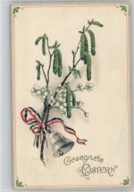 Gesegnete Ostern - Glocke und Blumen mit schwarz-weiß-roter Schleife Schwarz-Weiß-Rot 1915