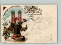 Münchner Kindl mit einer Bibel litho 1897 AK Münchner Kindl