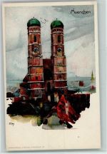 W8000 München Frauenkirche , litho Velten Nr. 79 1AK Kley, H. Künstlerkarte