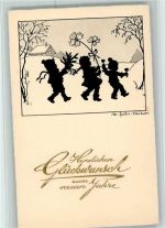 Neujahr - Kinder mit Tannenzweig, gute Erhaltung Sachse-Schubert, M.