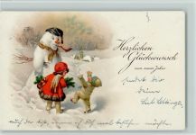 Neujahrsgrüße Schneemann Kinder Schneemann Künstlerkarte