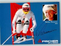 Markus Wasmeier bei der Abfahrt und Original Autogramm Ski